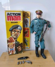 Vintage Talking Action Man flock hair figure German Soldier & box.Palitoy 1964