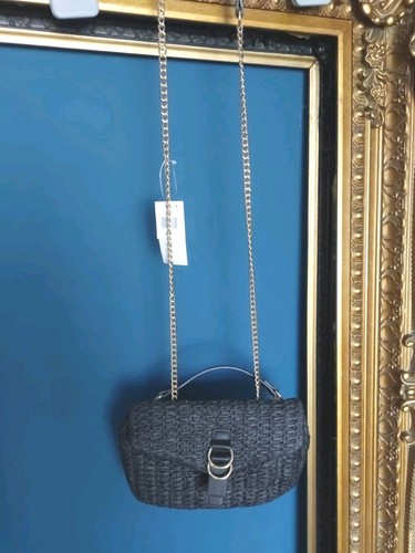 New black raffia - handbag, with