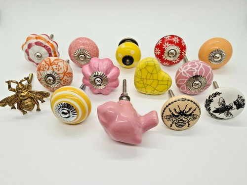 Vintage ceramic knobs - vintage, pink