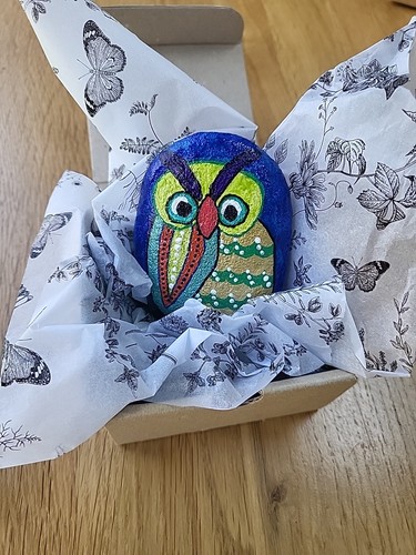 Hand painted owl gift home - hand,