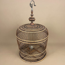 Antique Wooden Decorative Oriental Bird Cage Wood House Japan Birdcage Brown