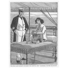 BURMA The Only Female Patient on Board the Hospital Ship - Antique Print 1886