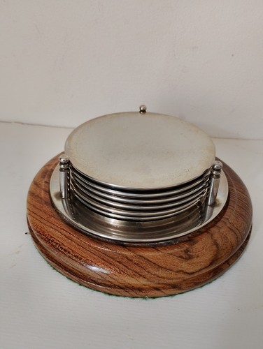Vintage wood base coaster - wood,