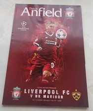 Liverpool FC V NK Maribor Uefa Champions League 01/11/17 Mint Cond Programme