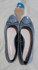 Nwt Ladies Pewter Ballerina Style Flat Shoes Size 6 .Primark