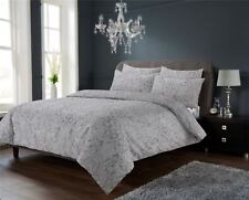 Chantilly Duvet Quilt Cover Set, Bed Linen Double King Size, Grey Natural