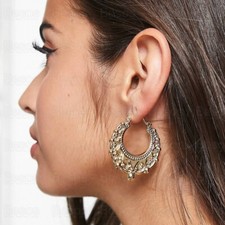 GOLD FILLED large 35mm OVERSIZE CREOLE HOOP EARRINGS gypsy spike hoop victorian