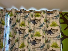 White, Blue And Green Blackout Dinosaur Curtains Size 66 Inch By 54 Inches 