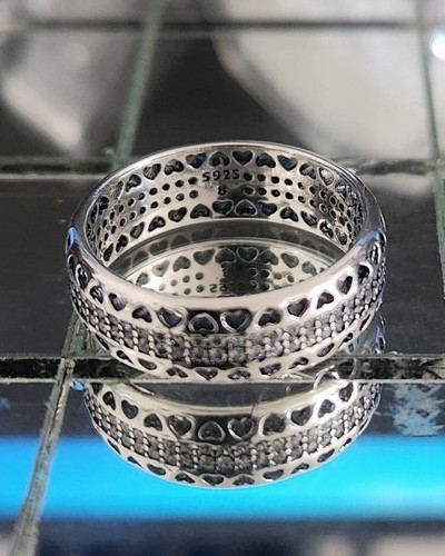 Sterling silver hearts ring - silver,