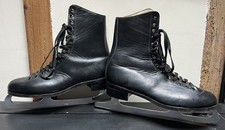 Vintage Black Traditional New English Leather Iceskates size UK 9.5 EU 44
