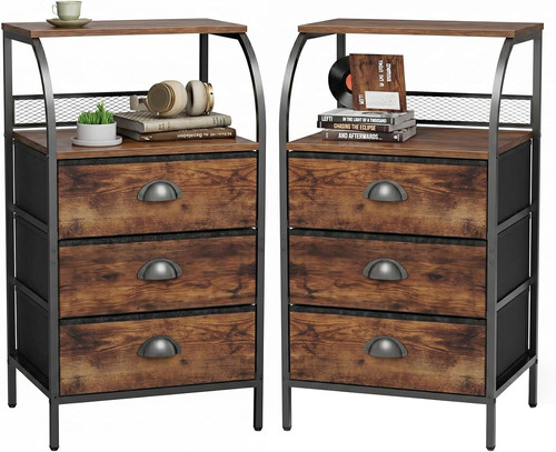Rustic brown night stand - stand, set