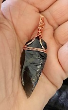 Stunning GENUINE Black Obsidian Arrow Tip wrapped in Copper
