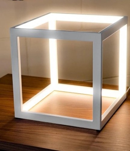 Led white cube box table - cube, lamp