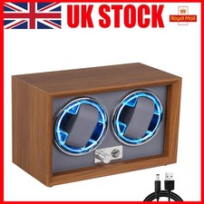 2 Slots 4 Rotation Modes Automatic Watch Winder w/ LED Light With Watch Pillow