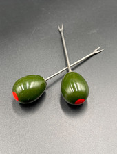 Pair Vintage Green Olive  Red