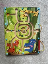 Magnetic wooden puzzle maze