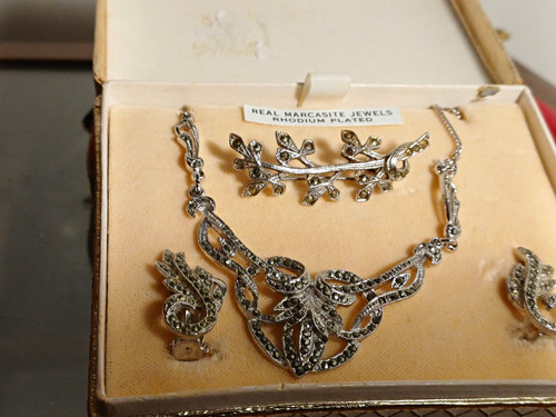 Rhodium plated marcasite - rhodium,