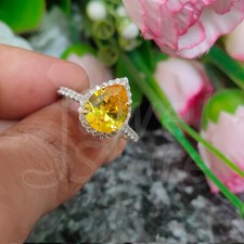 3 Ct Pear Cut Canary Yellow