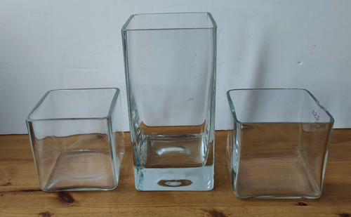 Glass cube square vases - x, cube/square