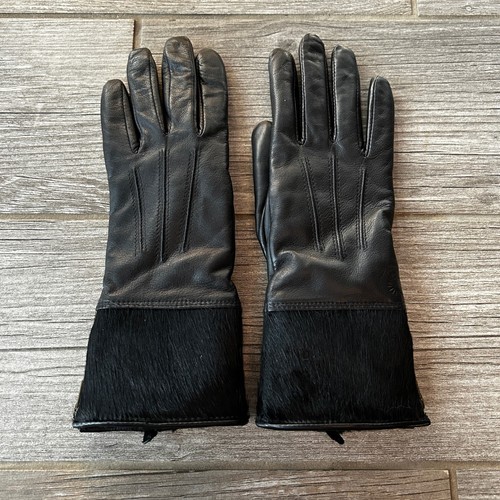 Ugg black leather animal hair - black,