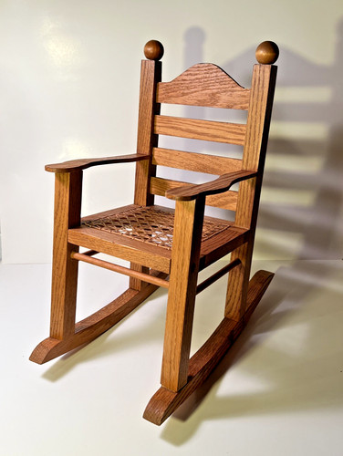 Vntg miniature cane seat - cane, oak