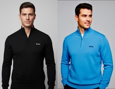 HUGO BOSS COMFORTABLE QUARTER ZIP JUMPER FOR MENS