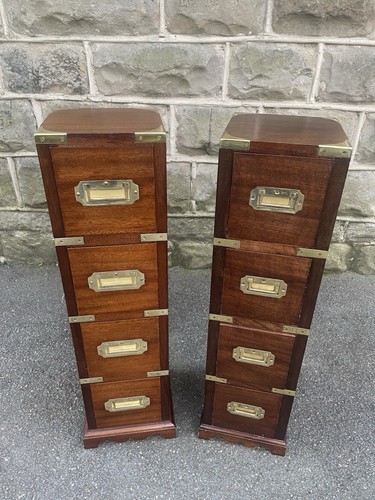 Pair brass bound mahogany - pair,