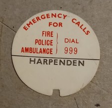 Vintage Black & Red Rotary Telephone Dial Number Card Inset - Harpenden