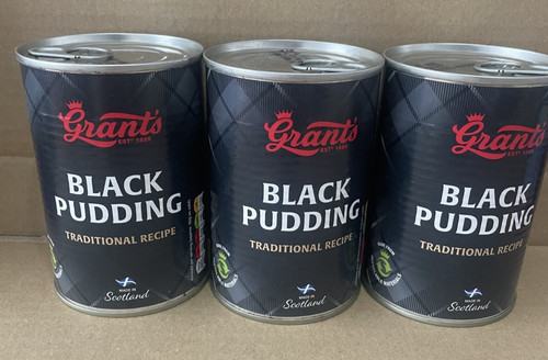 Cans black pudding - black, in