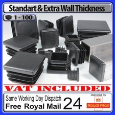 Square End Caps Plastic Tube inserts Bungs Blanking Plugs, Box Section feet leg