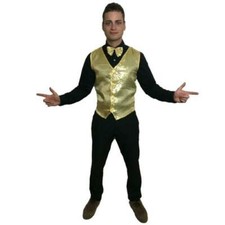 Gold Sequin Waistcoat & Bow