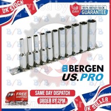 11PC DEEP DRIVE 1/4" INCH SOCKET SET 4-13MM DEEP SOCKETS ON RAIL LONG REACH CR-V