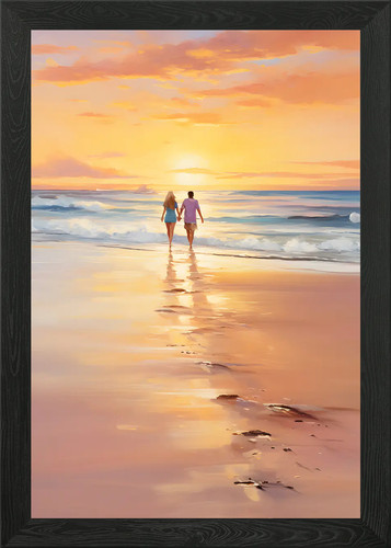 Couple walking sunset beach - sunset,
