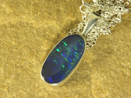 Dark blue opal - , pendant