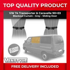 VW TRANSPORTER T4 CURTAINS TAILORED BLACKOUT FABRIC SLIDING DOOR WINDOW GREY