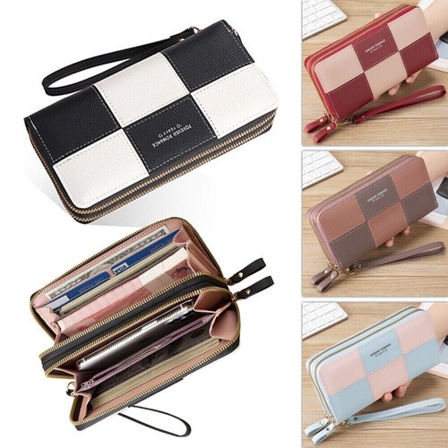 Ladies double zip wallet large - wallet,
