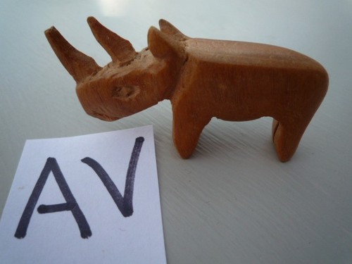 Vintage wooden carved - carved, hippo