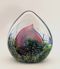 PETER LAYTON British Studio Glass LANDSCAPE Paperweight / Sculpture Signed