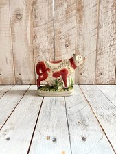 Staffordshire Ceramic Brown & White Cow Figurine with Gold Chain