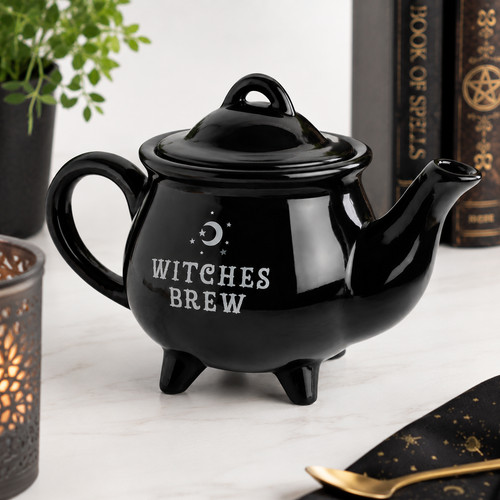Black cauldron tea pot - black,
