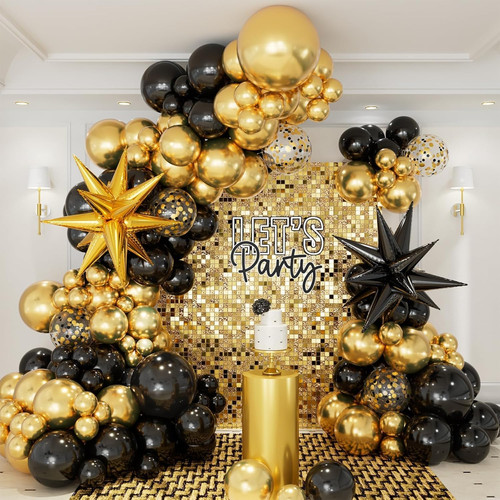 Cbodeco black and gold - gold, balloon