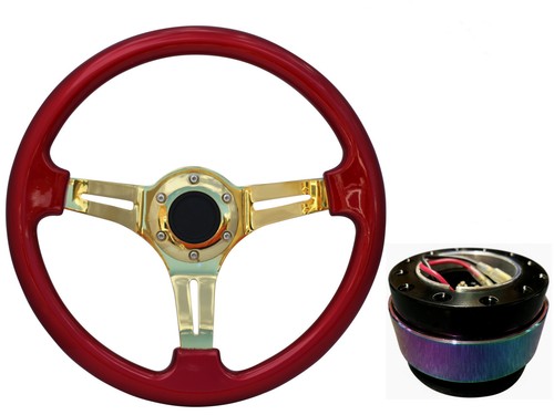 Red gold steering wheel - red,