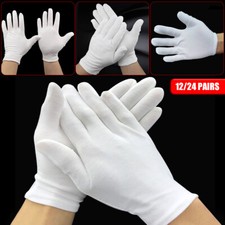 10-100 Pairs White Gloves Soft Cotton Work Gloves, Coin Jewelry Silver 2024 New