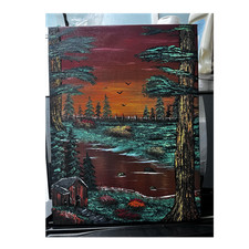 River cabin landscape realism - cabin,