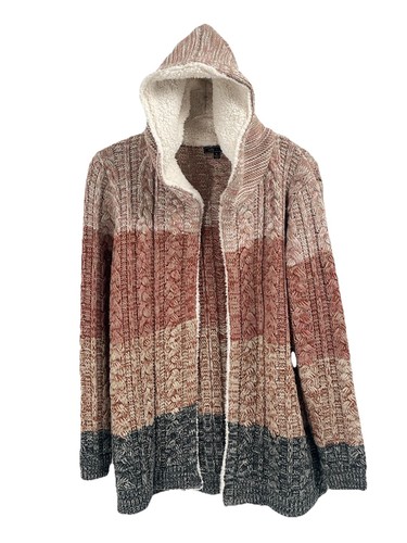 Cablie knit hooded - knit, fleece
