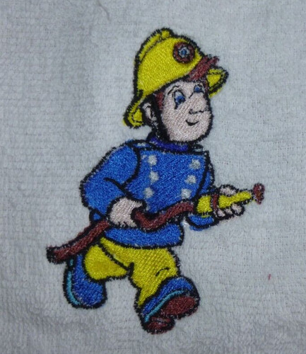 Fireman sam embroidered white - fireman,