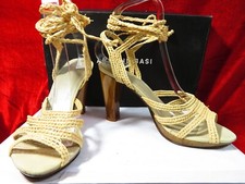 ARMAND BASI 'Rafia' Jaipur straw ankle strap high heel sandals UK 4, EU 37