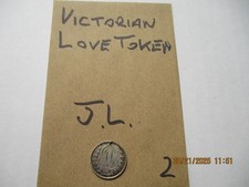 Silver Victorian  Love Token Coin Pendant Charm, JL etched,   #87-0559