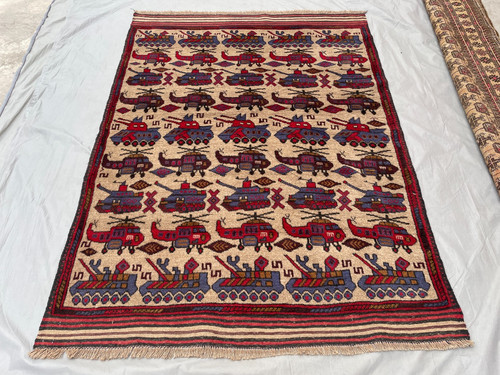 6x6 vintage afghan war - 4'6x6'3,