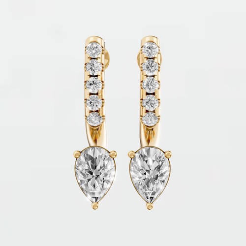 14k solid gold pear lab - gold, grown
